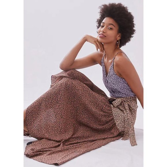 Anthropologie Hutch Elma Contrast Wrap Midi Dress sz Small - Picture 2 of 16